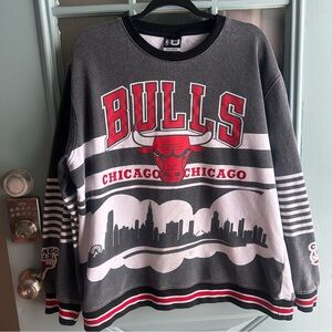 Vintage 90s Chicago Bulls Sweatshirt All Over Print Crew Neck Basketball NBA XXL